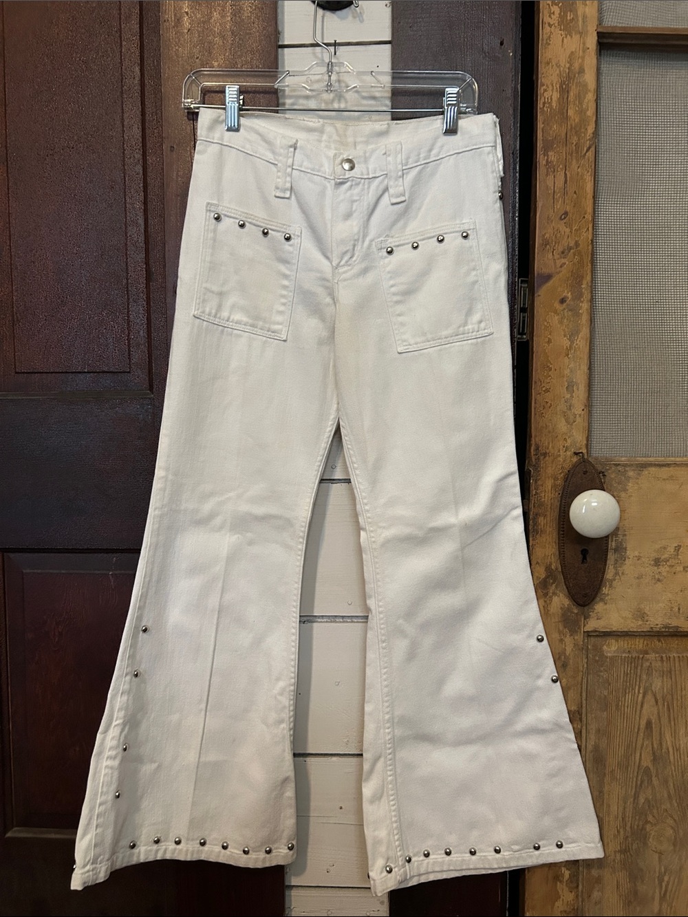 Wrangler Vintage 1970’s White Denim Jeans with Black Logo Tab